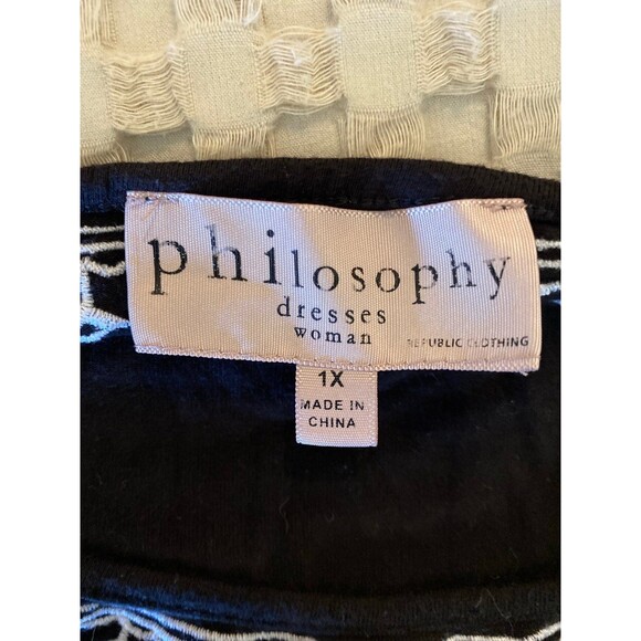 Philosophy Swimsuit Coverup or Casual Dress Plus Size 1X Black White Embroidery - Picture 8 of 12